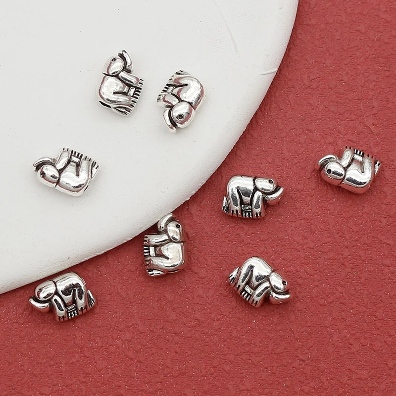 30pcs/Lot Vintage Cute Small Elephant Metal Beads 10x6mm Thai Style Jewelry Loose Spacers DIY Bracelets Necklace Crafts Making