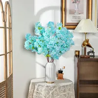 42in Artificial Cherry Blossom Flowers Silk Blue Cherry Blossoms Branches Fake Sakura Flower Trees Decor Wedding Decoration Home