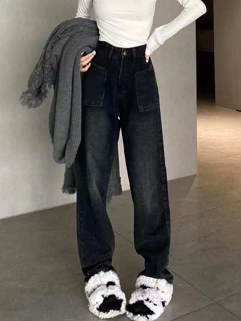 

Джинсы-клеш, осенняя одежда, женская одежда больших размеров, большие, пышные, женские джинсовые, модные, удобные, базовые, Y2K, простые, на каждый день