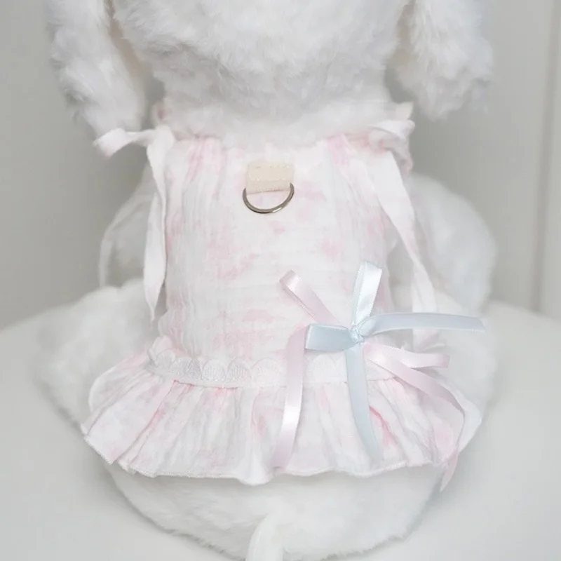 

Dog Clothes Princess Cotton Gauze Lace-Up Skirt Ballet Style Sweet Suspender Skirt Pet Cat Clothes Summer Dog Pet Clothes