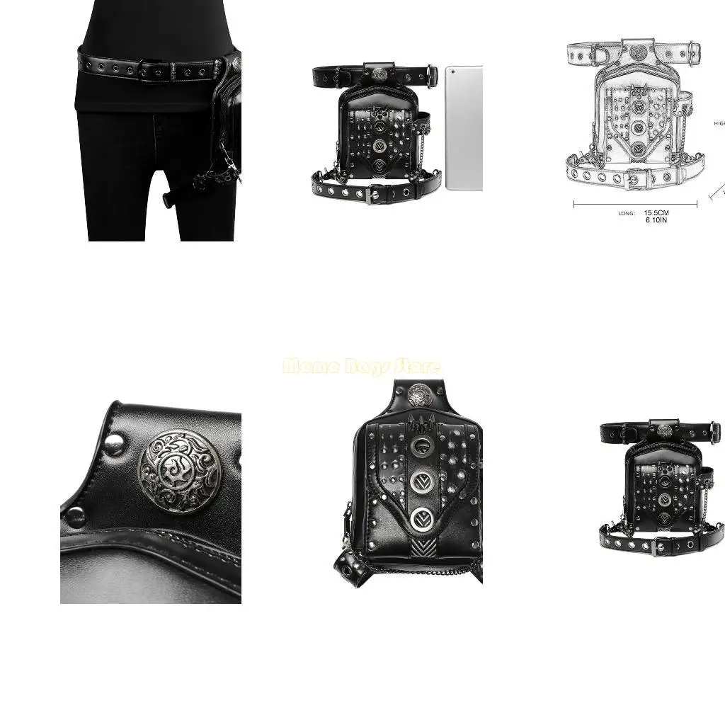 

X90D Steampunk Waist Bag Fanny Pack Fashion Gothic Leather Shoulder Crossbody Bags Thigh Leg Hip Holster Purse Travel