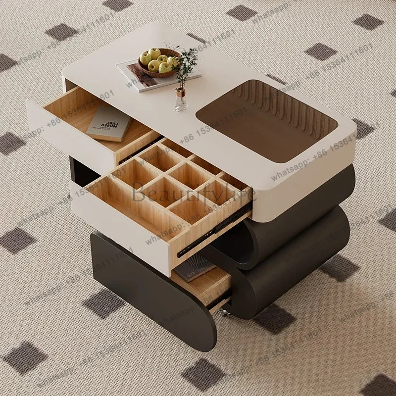 light luxury cream windshield coffee table small table living room household removable side table