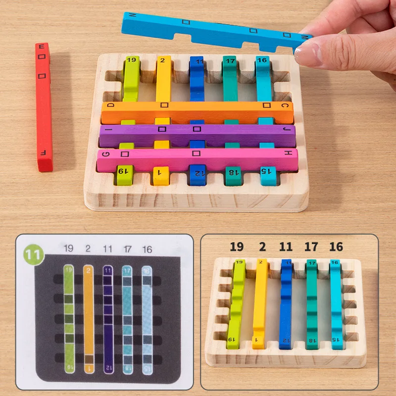 Children Educational Logical Training Toy Wooden Rainbow Rod Level Based Brain Burning Clearance Game Desktop Interactive