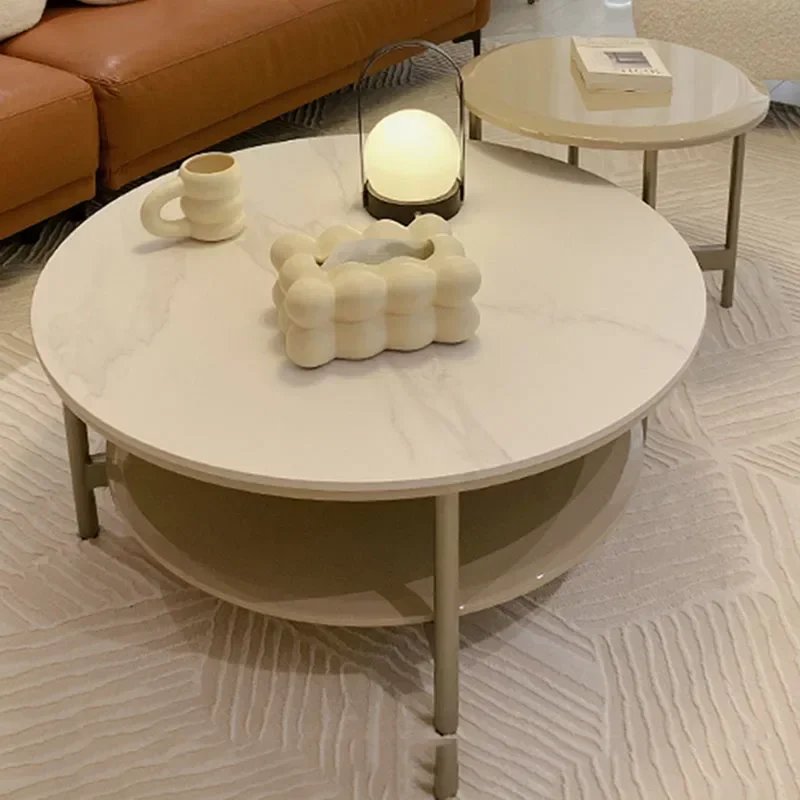 

Round Set Coffee Table Minimalist Small Luxury White Side Table Low Small Stolik Kawowy Living Room Accessories