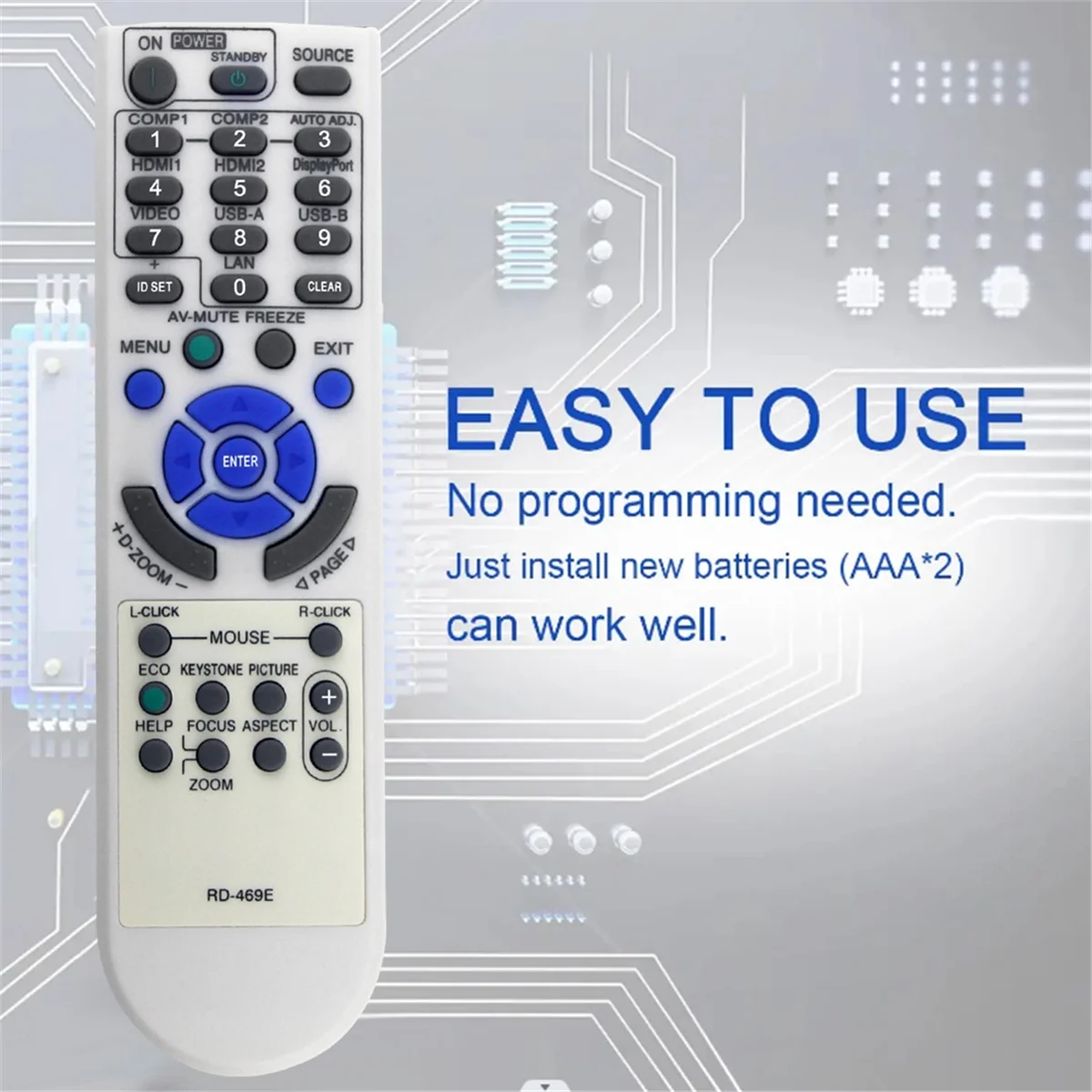 RD-469E Substituir Controle Remoto para Projetor NEC VE303X VE303 V302X V332W V302H NP-V332W NP-UM361X NP-V302X NP-UM351W NP-V302W