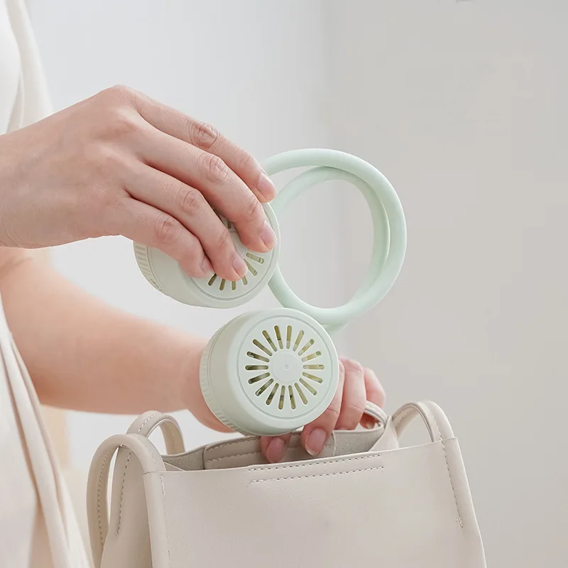 Foldable Neck Hanging Fan Silent Portable Mini High Capacity Battery USB Rechargeable 360 Degree Rotation Air Conditioning Fan