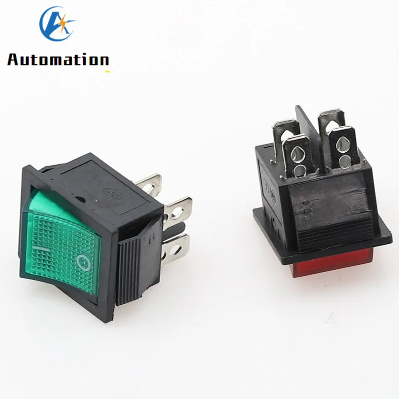 1pcs Latching Rocker Switch Power Switch I/O 4/6 Pins With Light 16A 250VAC 20A 125VAC KCD4