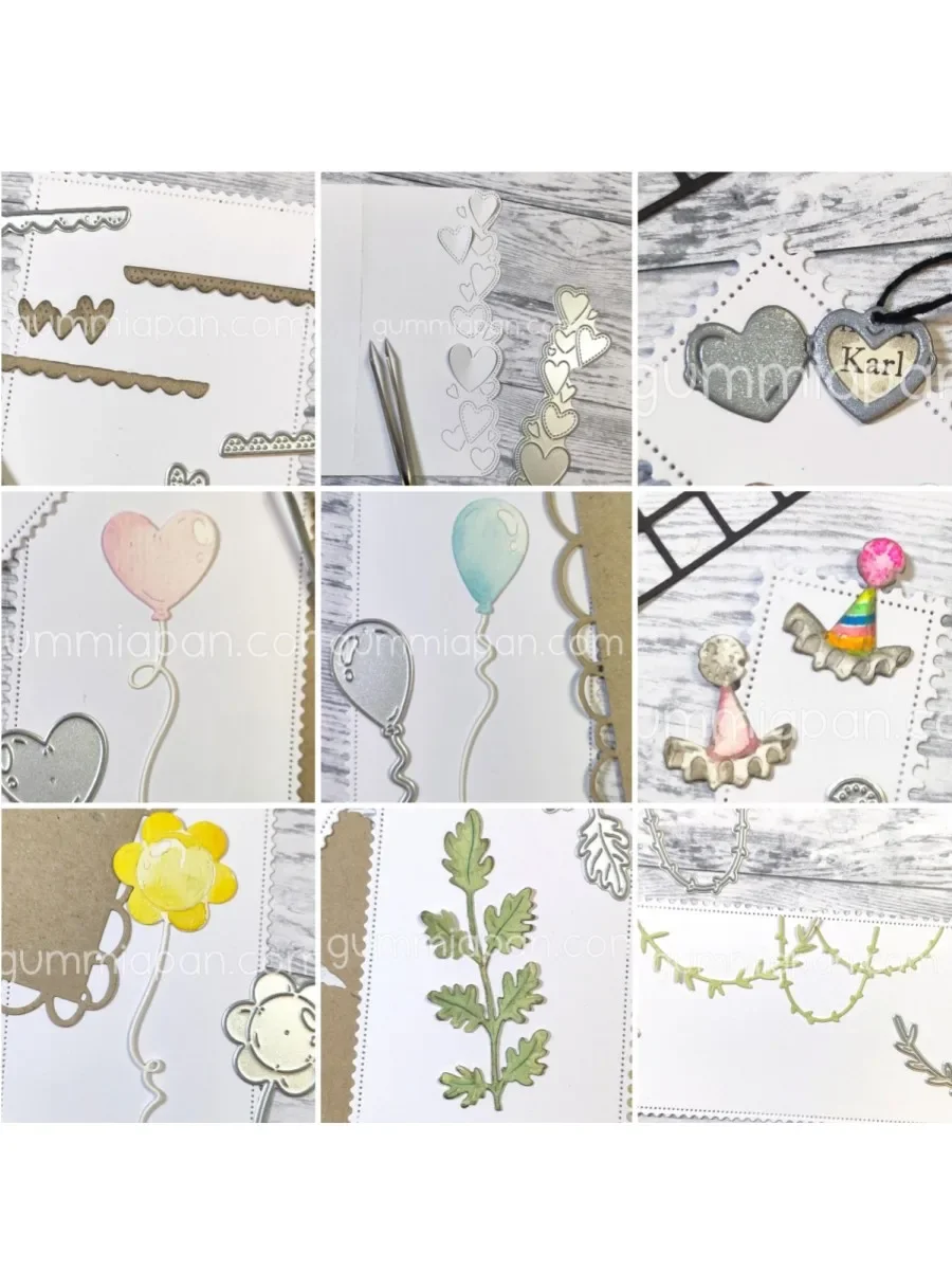 Mini ballon feuilles coeur 2025 nouvelles matrices de découpe en métal pour la fabrication de bricolage carte de voeux Scrapbook en papier gaufré Album artisanat fournitures