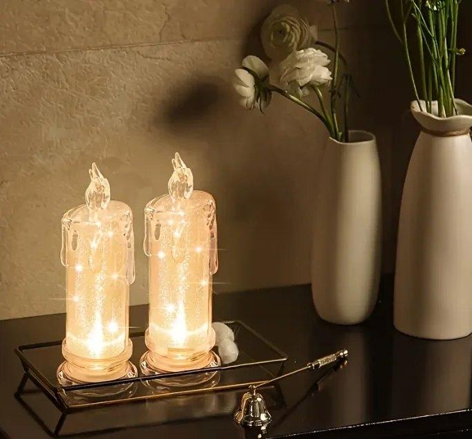 3Pcs LED Candle Lanterns with Battery - Flameless Candles for Romantic Weddings, Valentine's Day, Birthdays, Family Dinners & Be