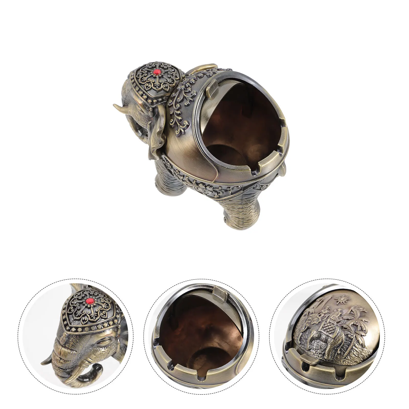 

Large Metal Elephant Ashtray Windproof Decorative Desktop Home Office Ornament Vintage Fancy Cigarette Ash Tray Reusable