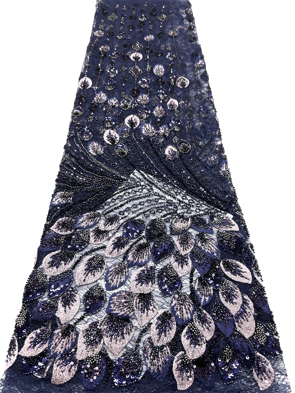 Luxury Green Beaded Mesh Lace Fabric African Sequins Nigerian Embroidery for Wedding Dresses And Women's Clothing Hot Sale view 6