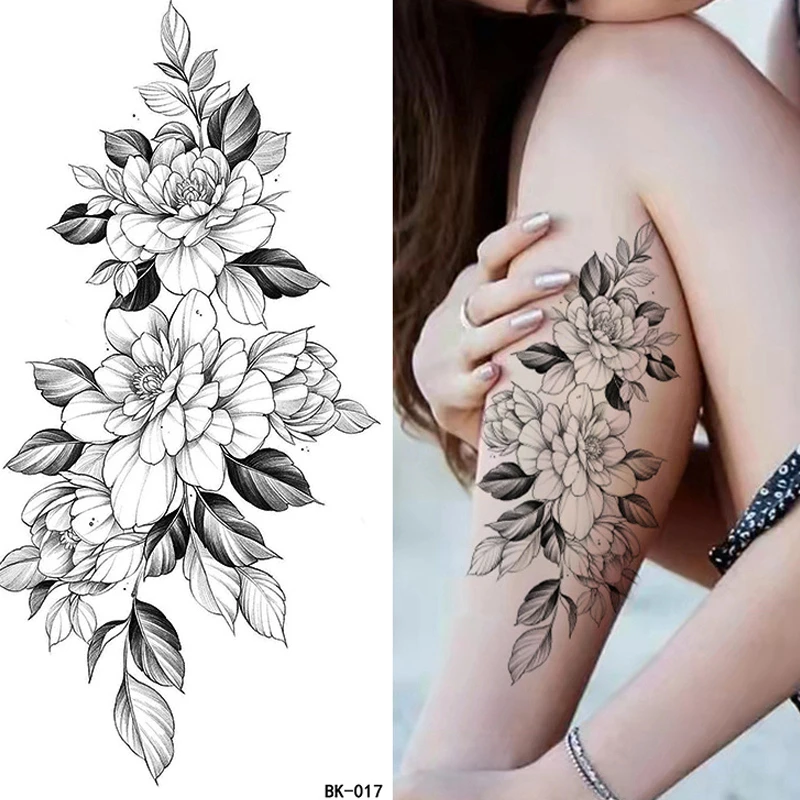 Rose Flower Temporary Tattoos Stickers Blossom Flase Tattoos for Body Apart Leg Arms Neck Back Flower Skin Tattoos Removable