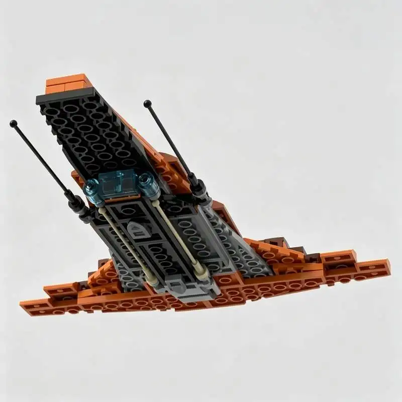 154PCS Orange Sci Fi Interstellar Fighter Craft Model Custom Building Blocks DIY Assembly Space Vehicle Desktop Collection Gifts