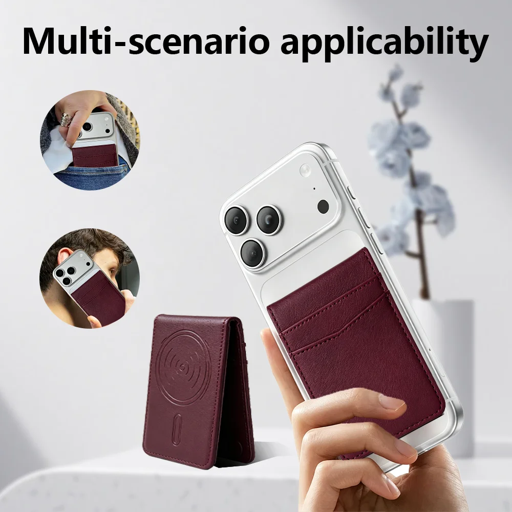 Luxury For Magsafe Leather Wallet Case For iPhone 18 17 16 15 Samsung Magnetic Double Layer Phone Card Holder Accessories Cover