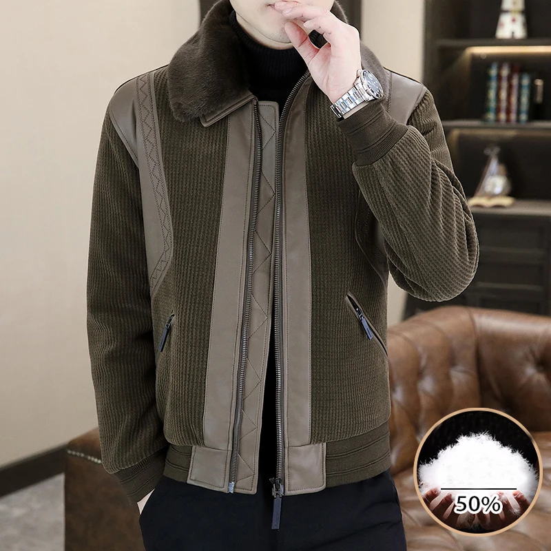 High-Quality Men's Short Puffer Coat 2025 Winter Detachable Fur Collar Warm Duck Down Jacket Casual Windproof Thicken Top Parkas