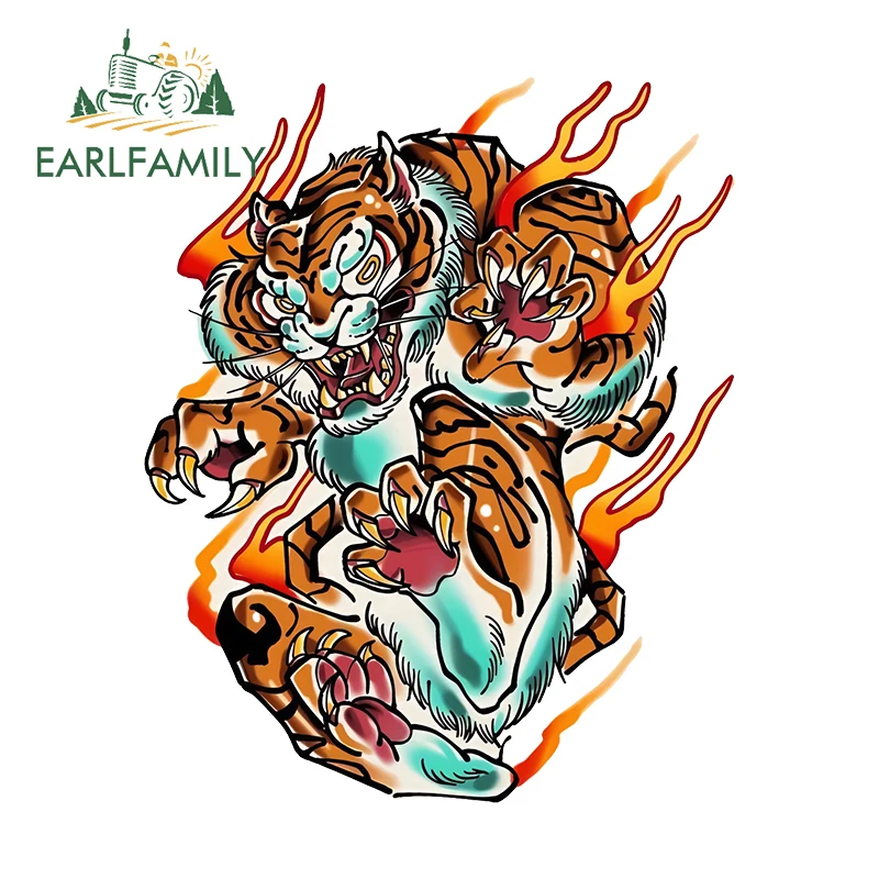 

EARLFAMILY 13 см × 10,6 см художественные автомобильные наклейки в виде тигра, классные личные граффити, дизайнерские наклейки, водонепроницаемые кондиционеры для камеры