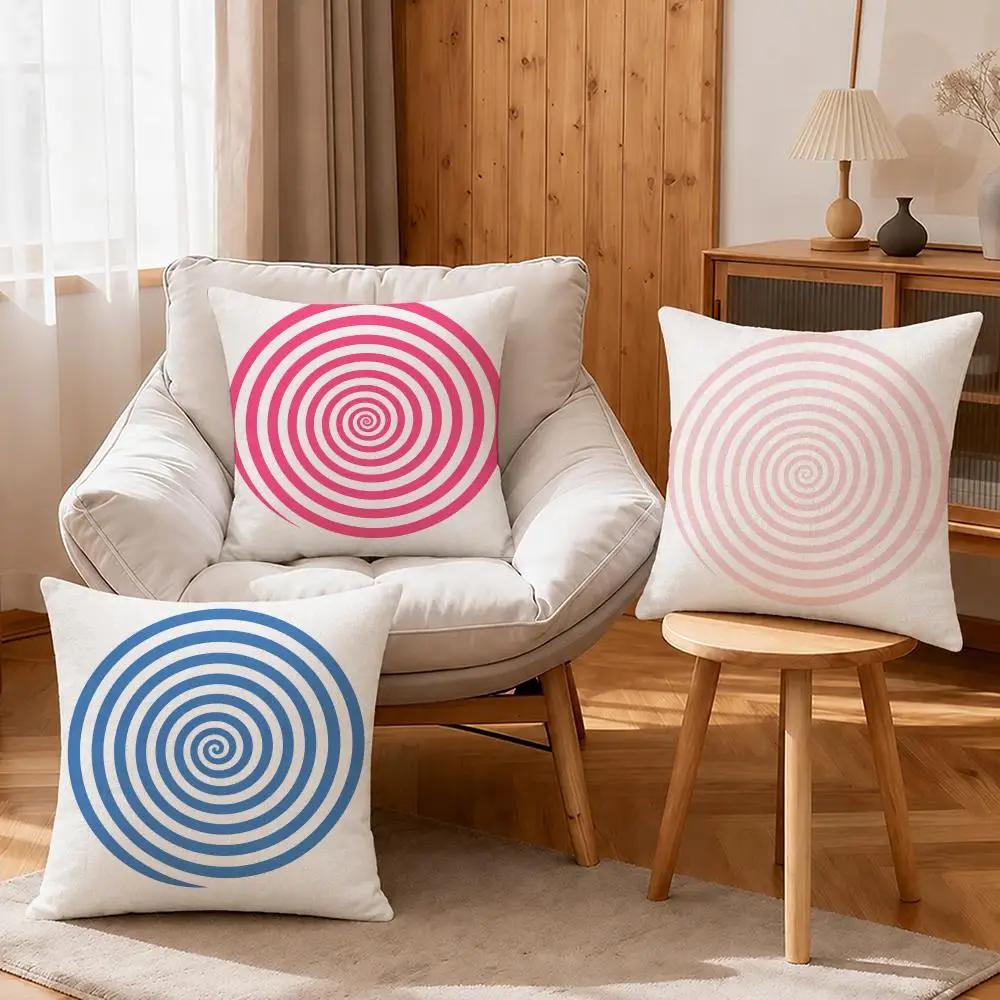 Pattern Psychedelic Stripe Cushion Cover Linen Anti-Mite Antibacterial Cushion Cover Invisible Zipper Sofa Decor