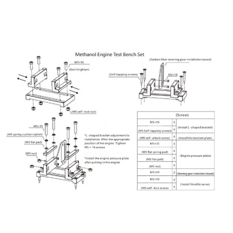 CRRCPRO Methanol Engine Test Bench Set Aluminum Alloy CNC for RC Airplane Helicopter DIY Tool Parts