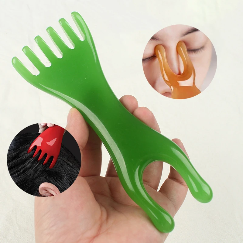 Resin Nose Massager Head Cervical Spine Massage Hair Comb Gua Sha Board Promote Blood Circulation Nose Lifting Tool