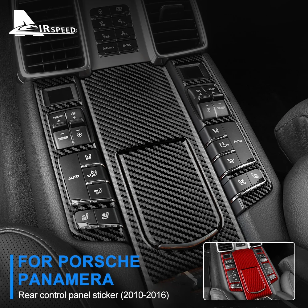 

Внутренняя отделка из настоящего углеродного волокна для Porsche Panamera 2010, 2011, 2012, 2013, 2014, 2015, 2016, наклейка на заднюю панель управления, Декор