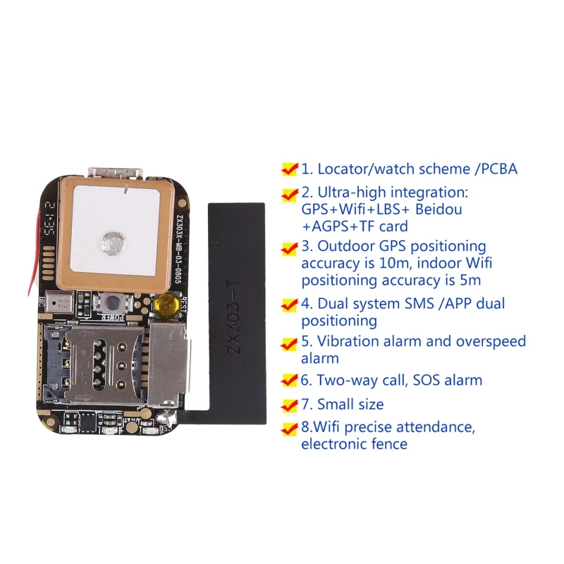 GPS Tracker GSM Wifi LBS Locator Tracking Voice Recorder TF Card