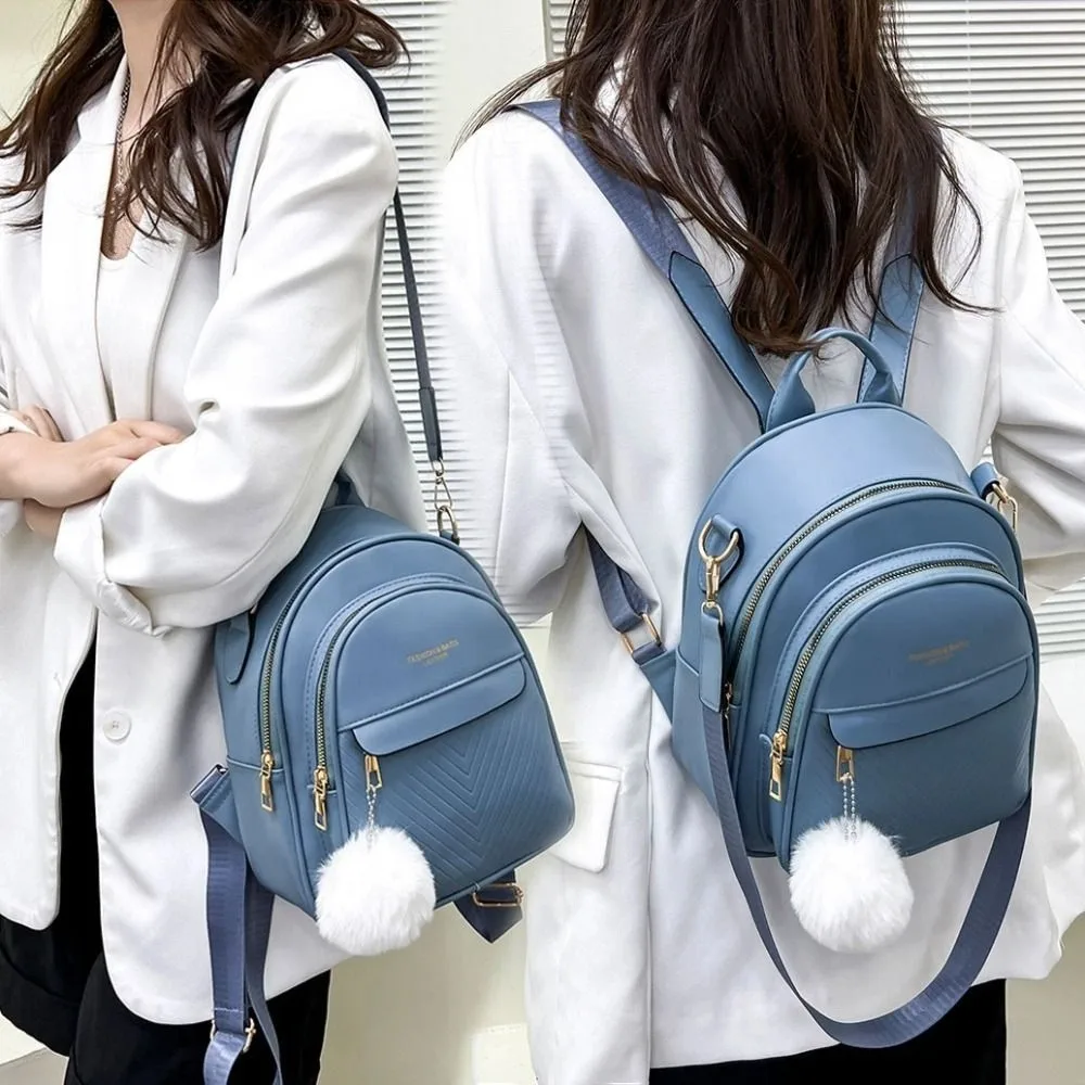 PU Leather Small Square Backpack Large Capacity Ins PU Casual Schoolbags Simple Light Luxury Mini Bags Women Girls Unisex
