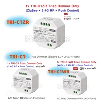 MiBoxer TRI-C1/TRI-C1WR/TRI-C1ZR AC Triac Dimmer 2.4G RF Remote WiFi App /Voice Push Control 300W AC 110V 220V for Halogen Lamps