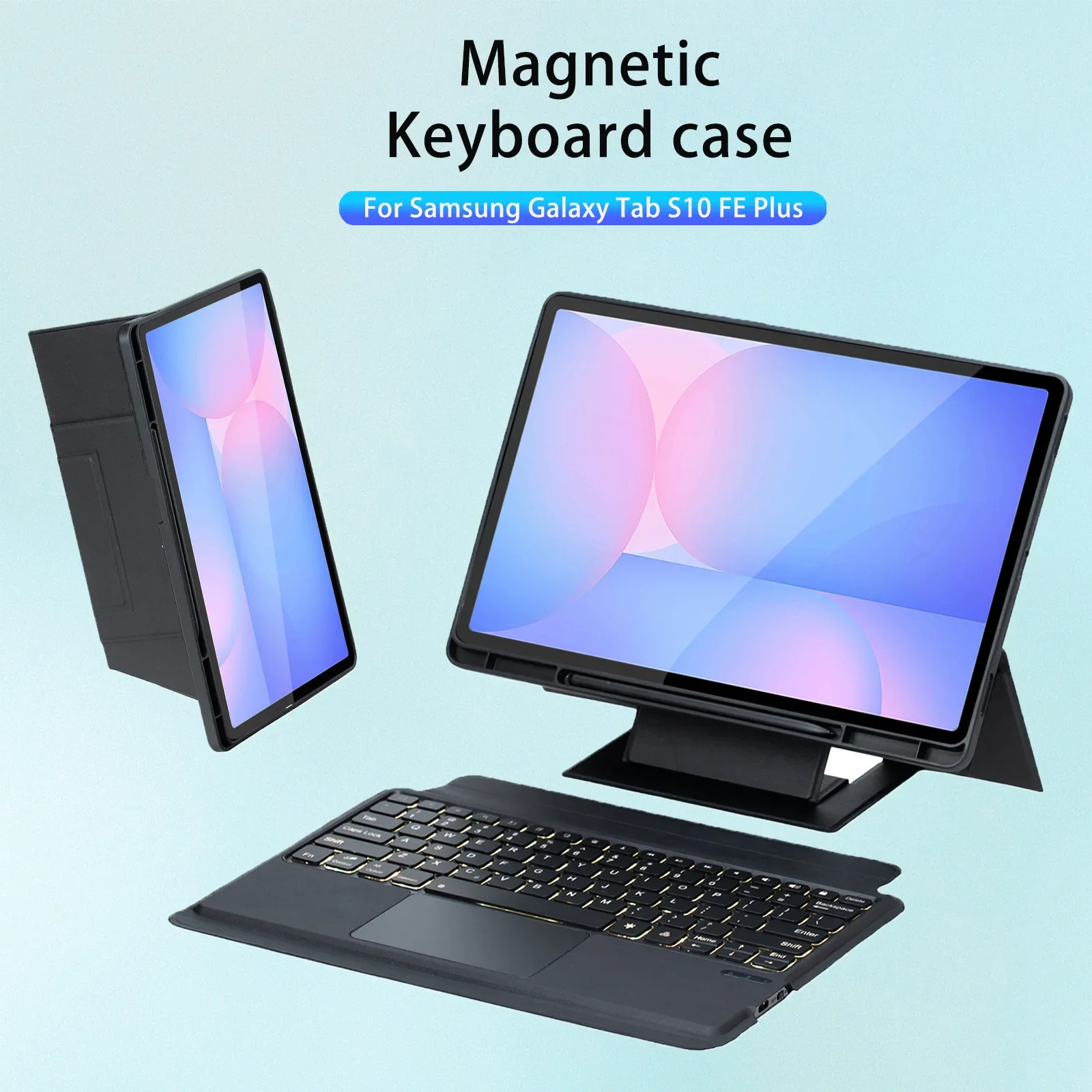 Detachable Backlit Standard Keyboard Case For Samsung Galaxy Tab S10 FE Plus 13.1'' X620/X626B Bluetooth Magnetic keyboard Funda