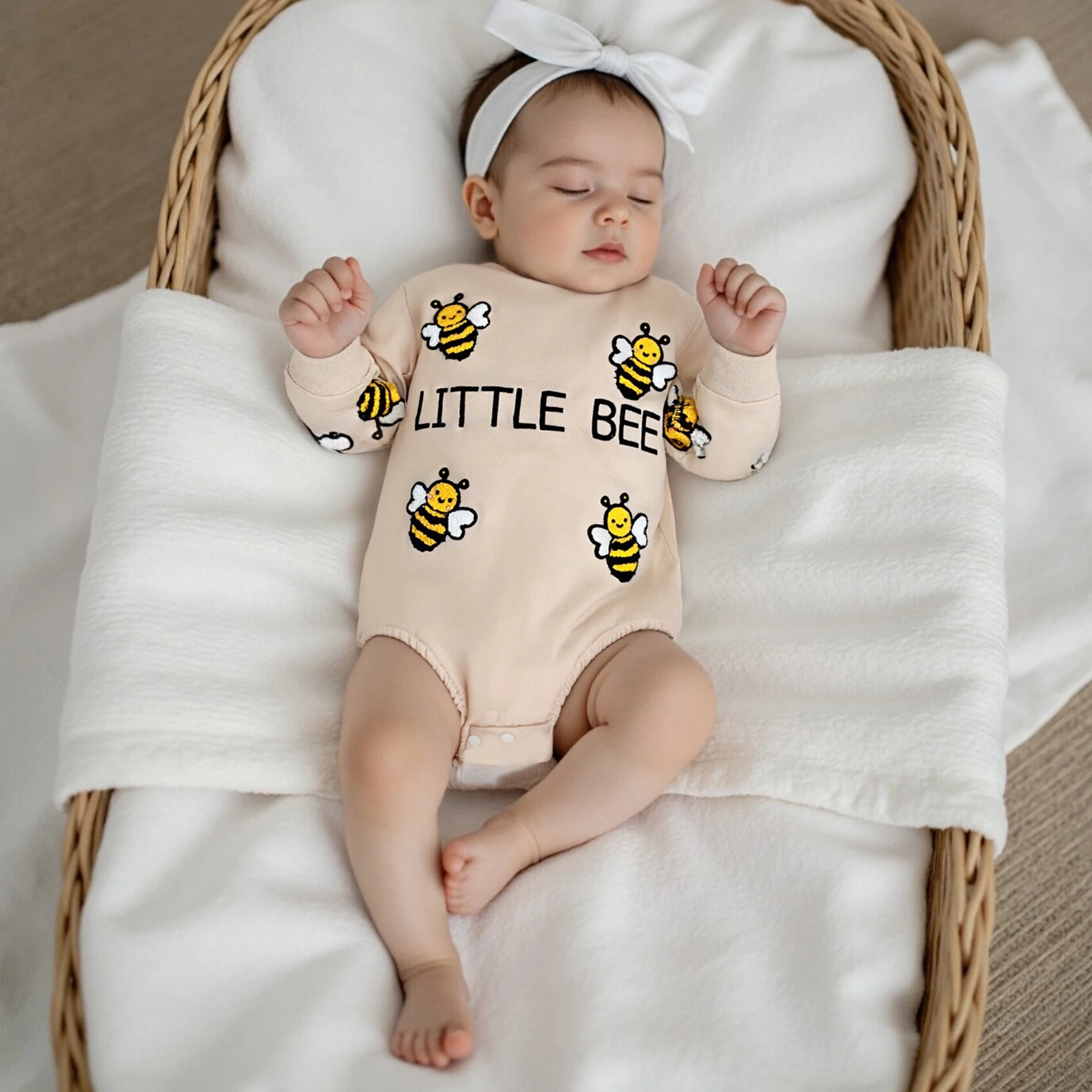 

Осенняя одежда для малышей, осенний комбинезон для девочек и мальчиков, комбинезон с длинными рукавами и вышивкой в виде пчелы, одежда для новорожденных