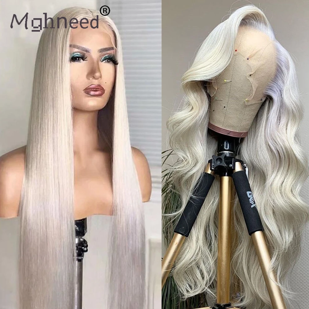 

13x4 HD Lace Frontal Wig Platinum Blonde Virgin Human Hair Body Wave Lace Front Wig Colored Straight Human Hair Wigs For Women