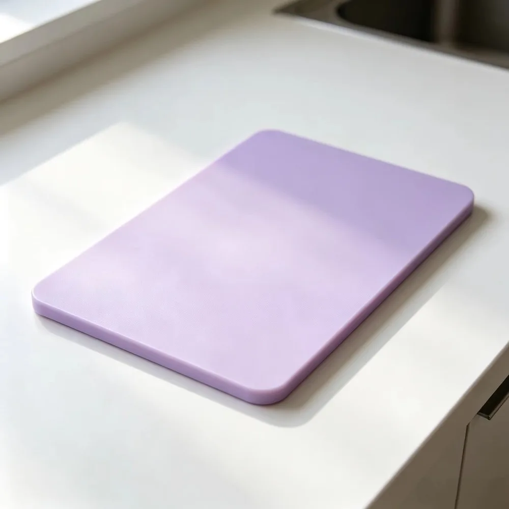 Purple PE Rectangle Matte Plastic Cutting Board 2cm Thick Chopping Block OEM Logo Accepted Home Commercial Use Stocked