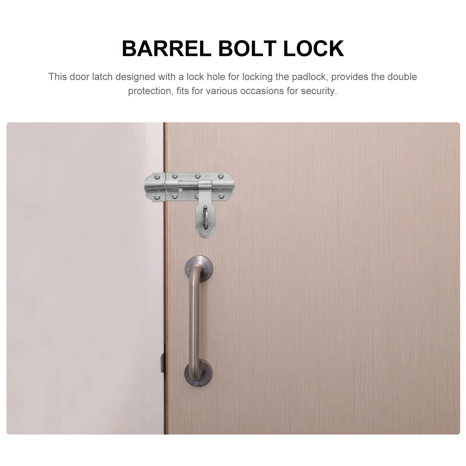 

1Set Durable Stainless Steel Door Latch Barrel Bolt Lock Gate Latches Double Protection Refined Sturdy Mounting