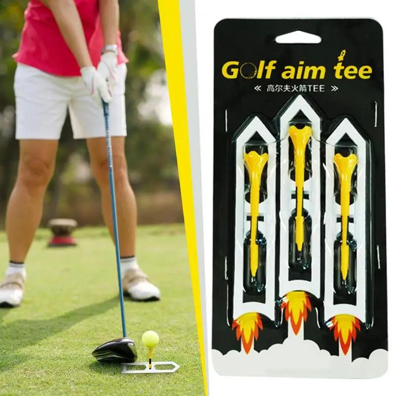 Golf Training Tee 3pcs Professional Golf Practice Rocket Tees Rocket Design Golf Practicing Tool For Court And Driving Range