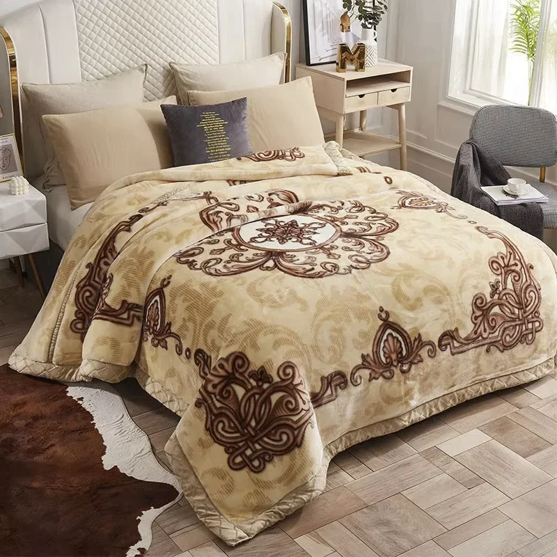 Winter Double Layers Thick Raschel Blanket Fluffy Plush Weighted Blankets Nap Sheets Sofa Blankets Living Room Quilt JJ585