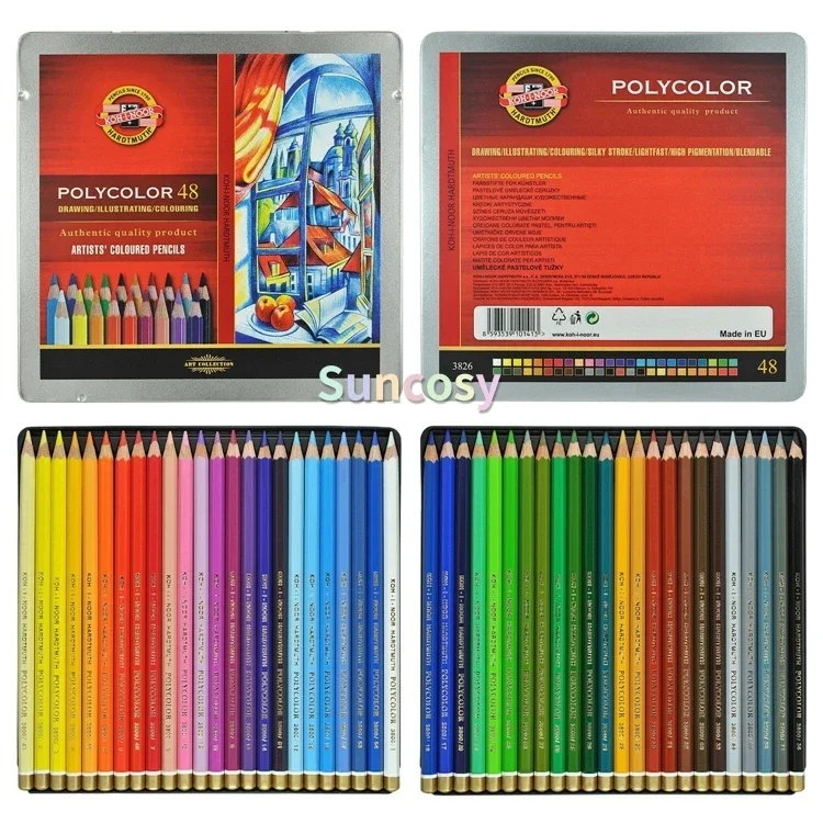 أقلام رصاص ملونة للفنانين من KOH-I-NOOR، 24 36 48 72 لونًا، أقلام تلوين رصاص ملونة باللون الزيتي Portaminas De Diente