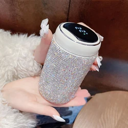 300ml Luxury Rhinestones Stainless Steel Vacuum Flasks Temperature Display Thermos Cup travel Tumbler Water Bottle Coffee Mug