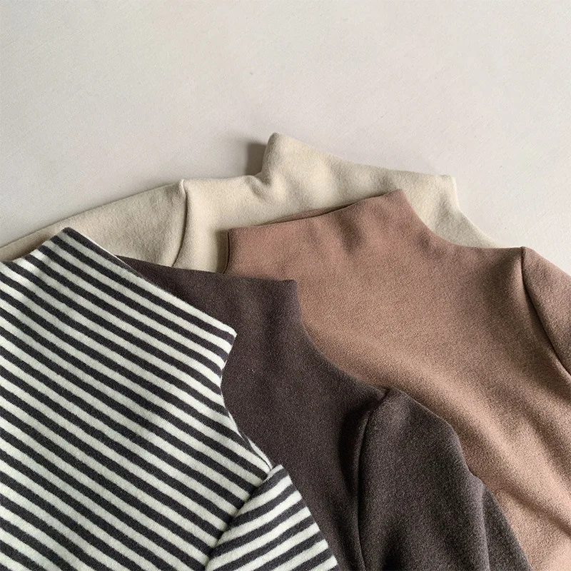 Autumn Winter Children T-Shirts 1-8Y Boys Girls Turtleneck Warm Striped Long Sleeve T Shirts Tops Tees Toddler Wear Kids Clothes image 2
