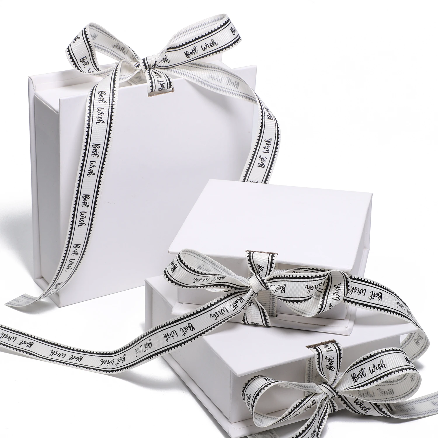 White Rectangle Paper Jewelry Necklace Box Storage Boxes with Ribbon Bowknot for Anniversary Birthday DIY Lover Gifts Package