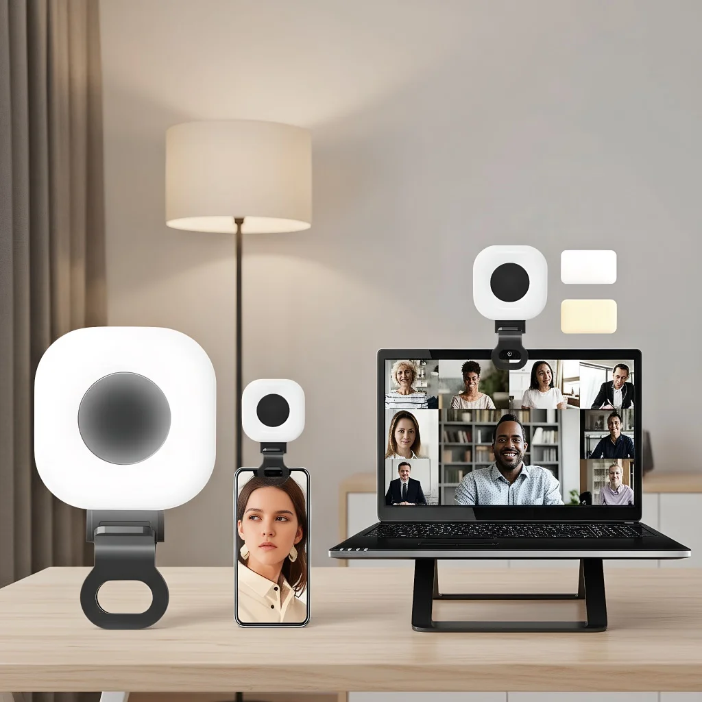 

Перезаряжаемая светодиодная вспышка для телефона — светильник для селфи с клипсой для iPhone iPad, ноутбука, видеомакияжа и конференций