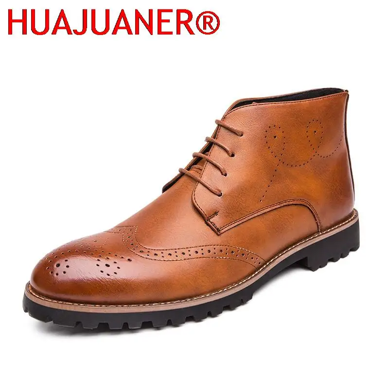 

New Men's Boots High Quality Leather Shoes For Men Business Ankle Boots Handmade Lace-up Oxford Boot Shoes Formal Dress Man Shoe