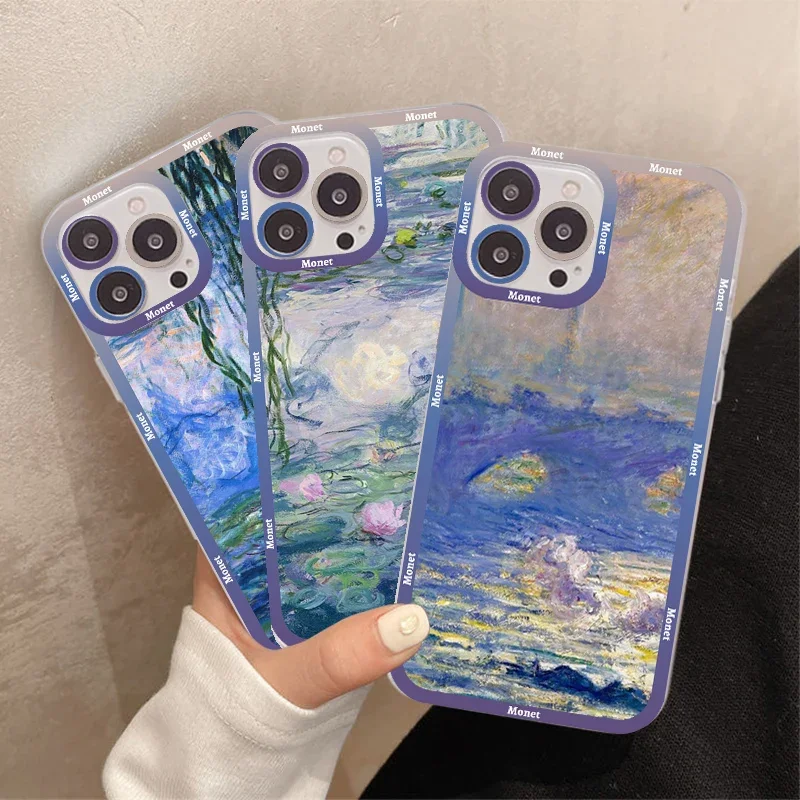 Claude Monet Impressionist Art Phone Case For iPhone 14 13 12 11 Pro Max Mini X Xs XR 6 7 8 Plus SE 2020 Transparent Case