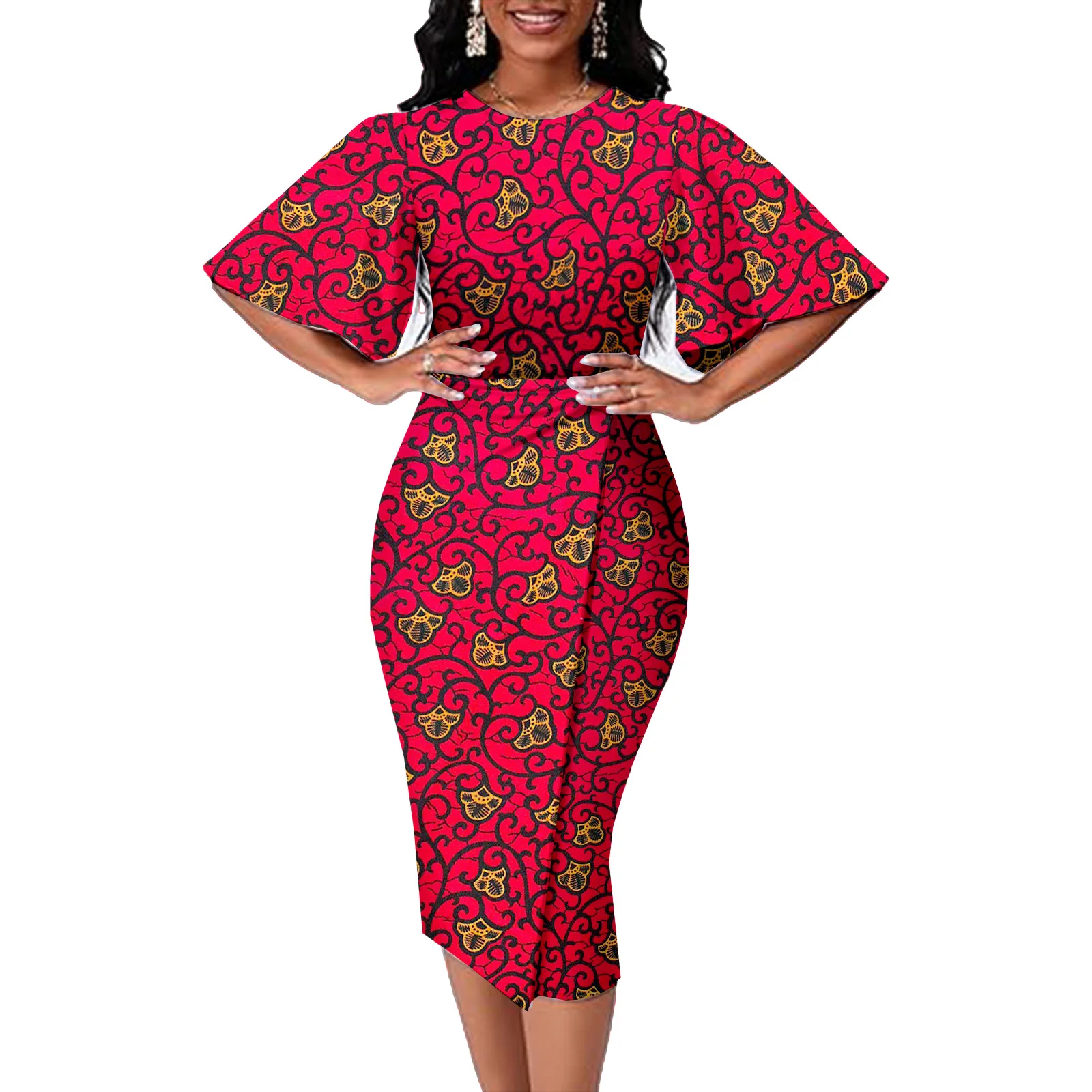 

Dashiki Dresses for Women African Attire Kente Cloth Wax Print Ankara Dress Casual Gifts for Party