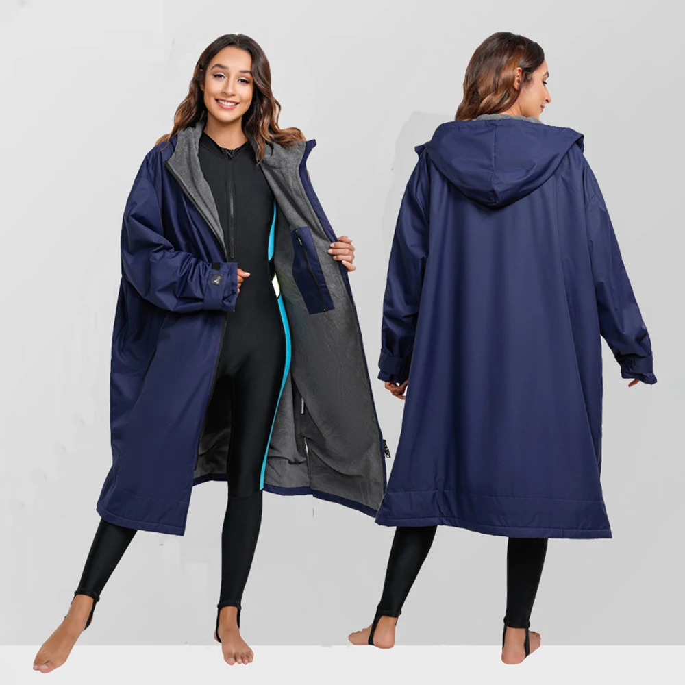 Waterproof Surf Changing Robe, Outdoor Coat, Lamb Wool Jacket, Hooded Cloak, Beach Surfing Pool Lining, Anorak Raincoat, Unisex