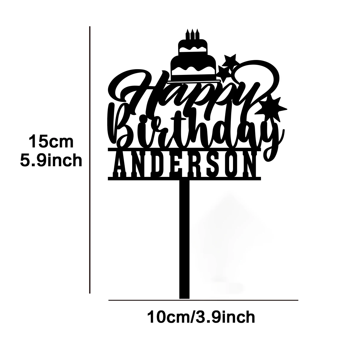 1PC Affordable Happy birthday wishes with star patterns Customized Name Cake Sign Cake Ornaments Unique Birthday Party Décor