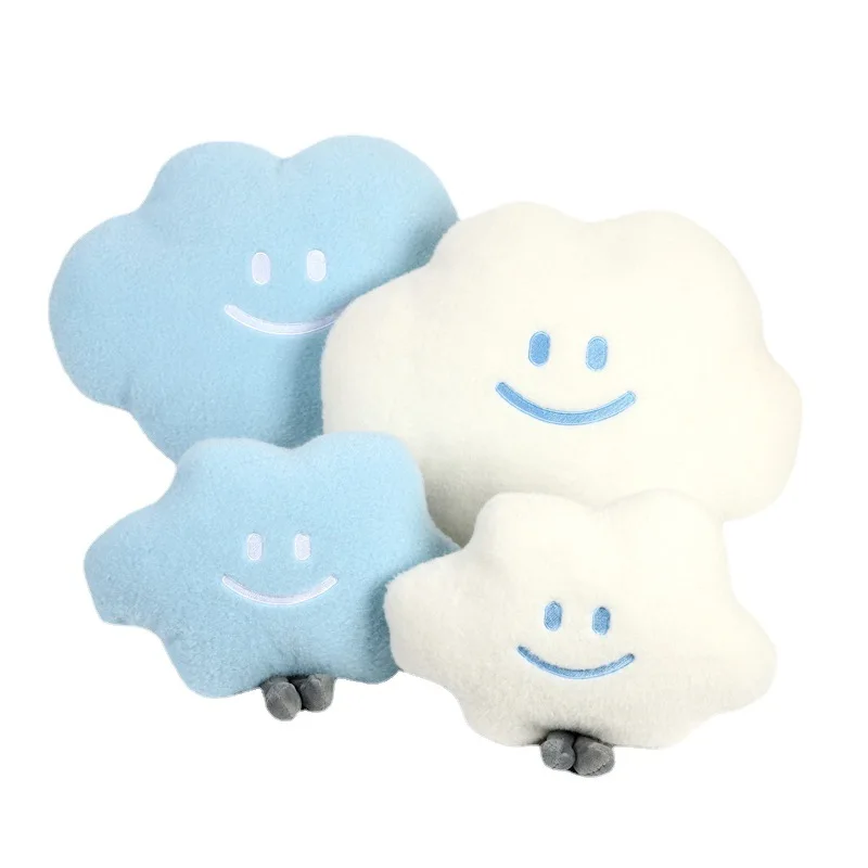 Universal Car Neck Pillow Plush Smiley Cloud Headrest Cute Lumbar Support Soft Comfortable Auto Interior Decorative Pillow