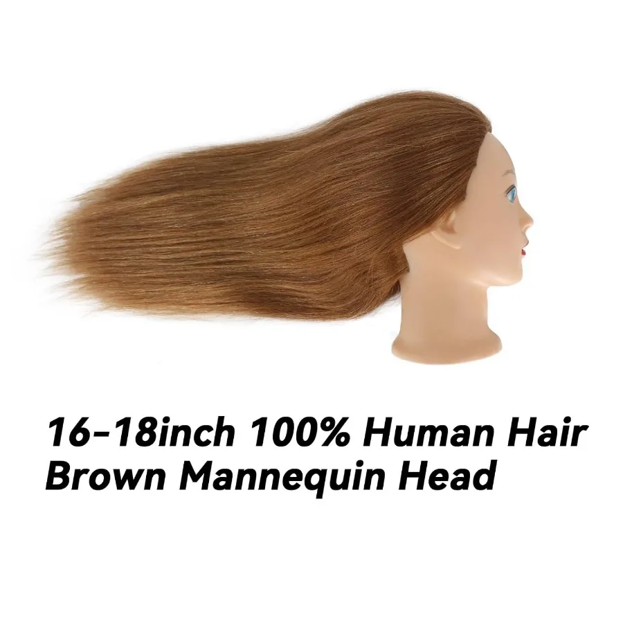 Cabeza de maniquí realista con 100 cabello humano para práctica de peinado con un diseño de abrazadera segura y featu facial realista