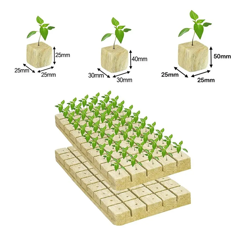36/50Pcs Seed Starter Grow Cubes Stonewool Single Hole Rock Wool Soilless Culture Substrate Water Cultivation Tool