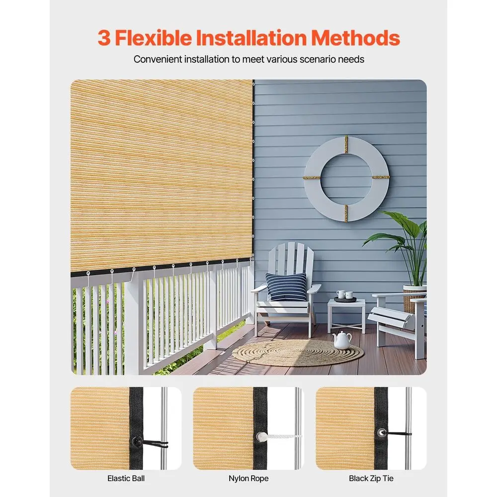 90% 차단 베이지색 퍼골라 차양막, 12x20피트, 160 GSM HDPE, 스테인리스 그로밋으로 야외 프라이버시 보장