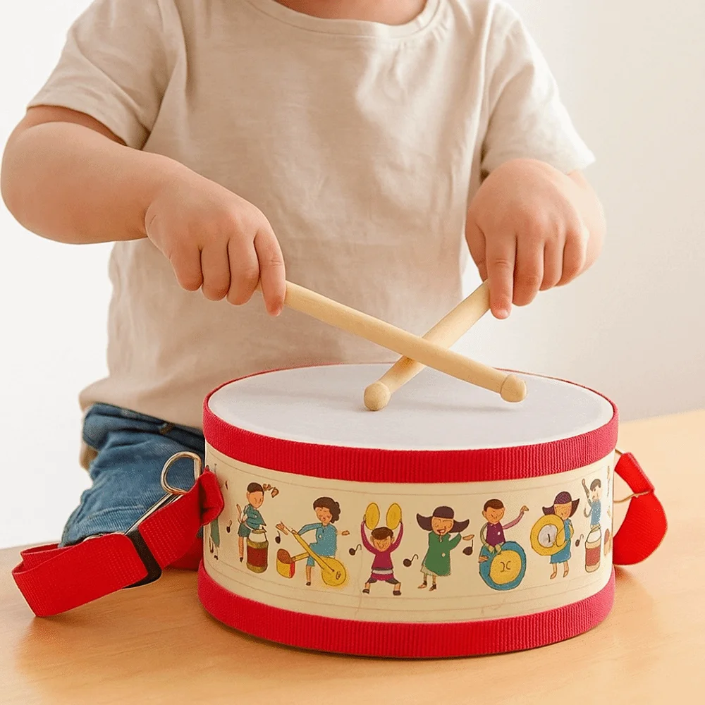 Instrument Double face, tambour à main, jouets, Instrument de Percussion, Instrument de musique Montessori, jouets d'apprentissage portables