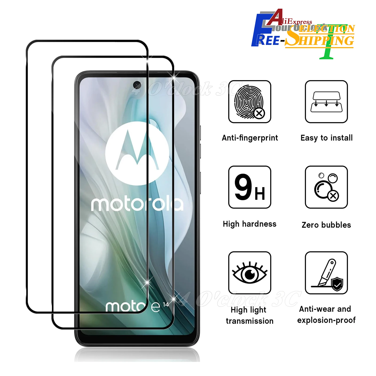 

For Motorola Moto E14 Screen Protector Tempered Glass Crystal Mica 9H HD Clear Transparent High Aluminum